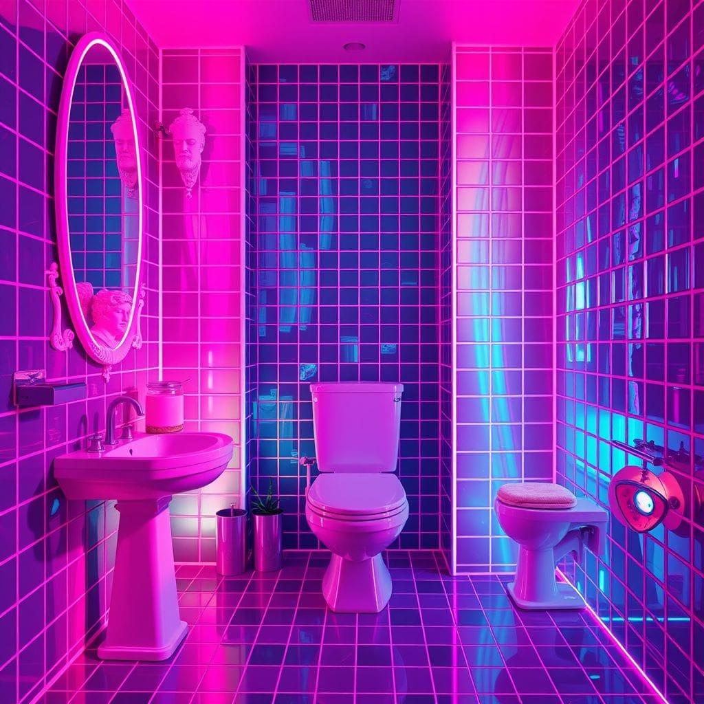 Vaporwave toilet - AI Generated