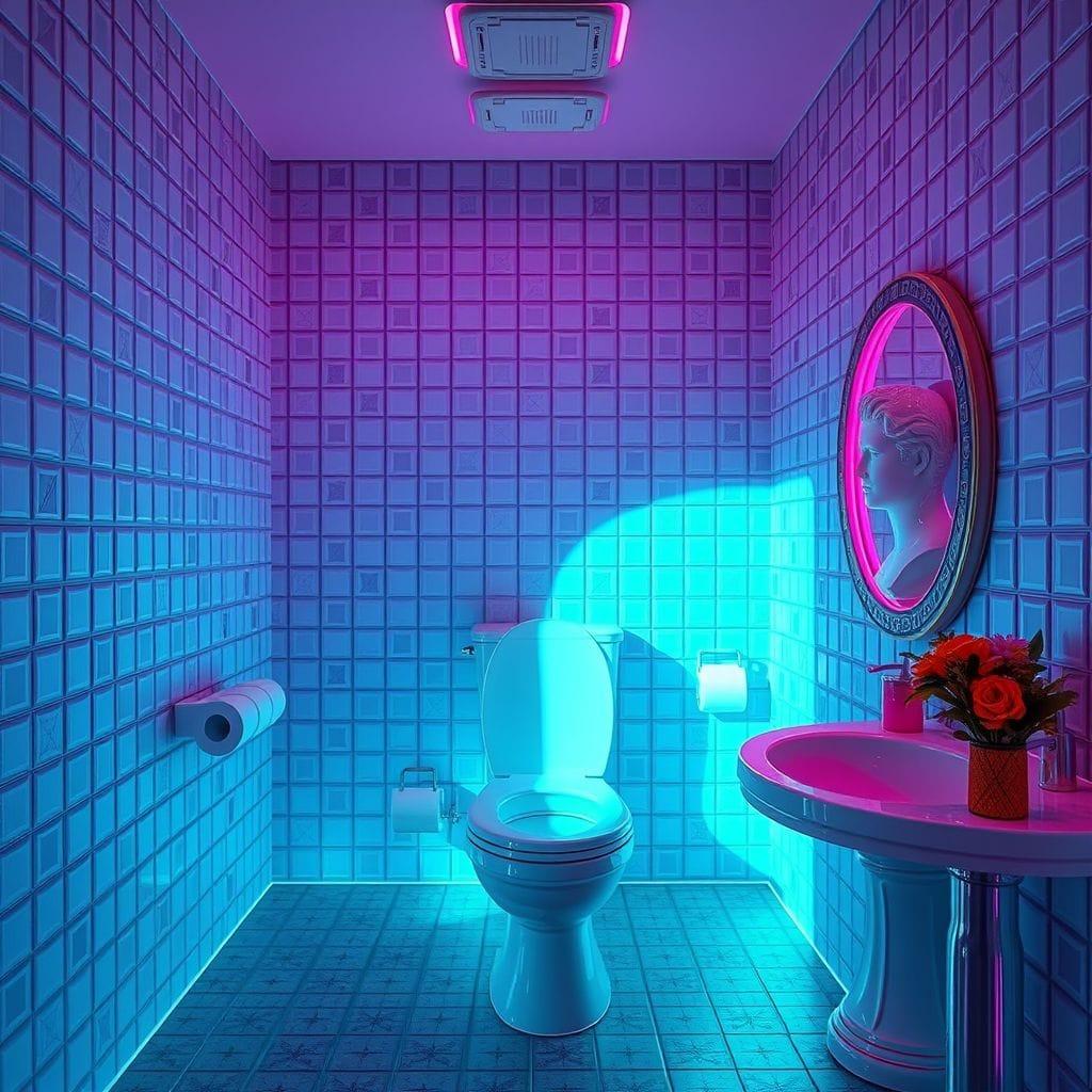 Vaporwave toilet - AI Generated