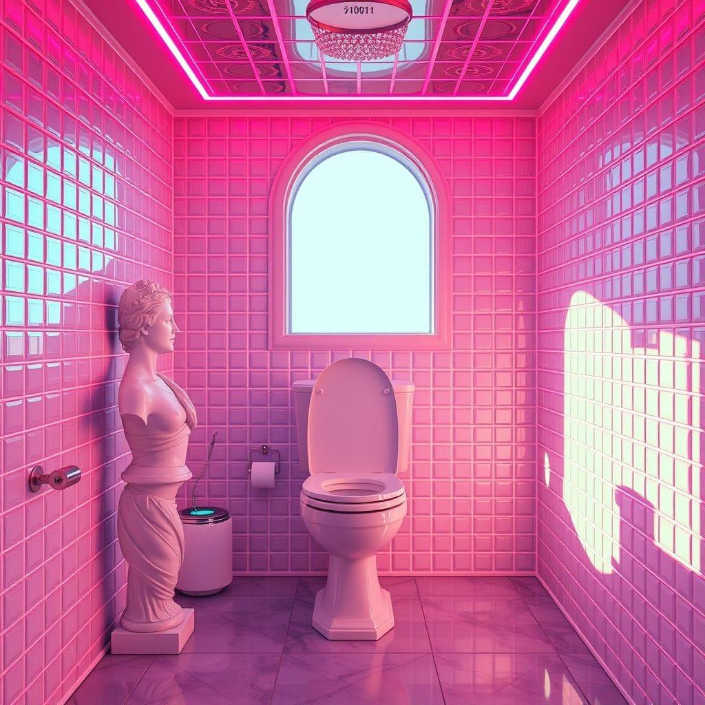Vaporwave toilet - AI Generated