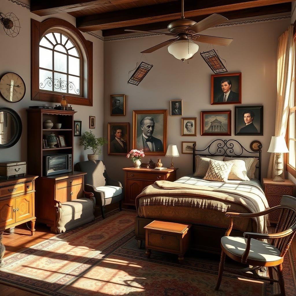 Vintage guest room - AI Generated