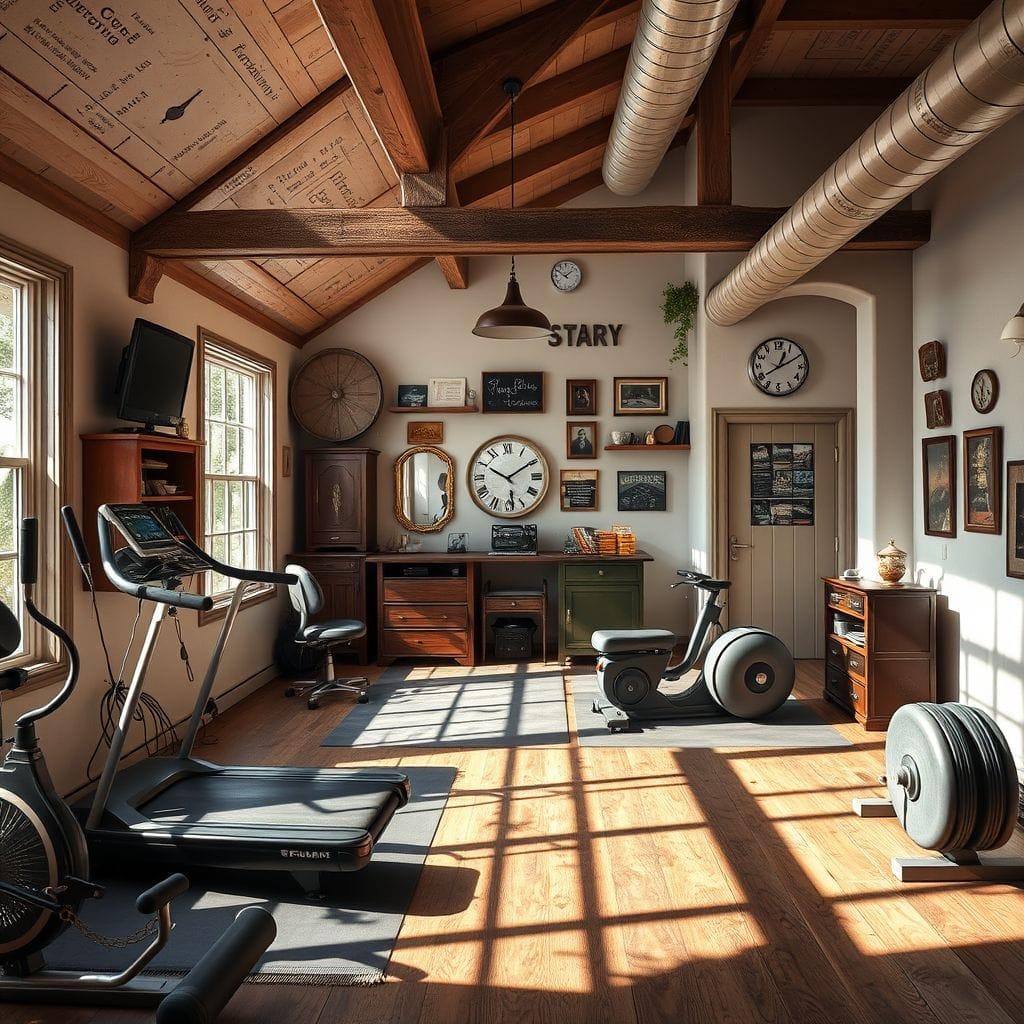 Vintage home gym - AI Generated