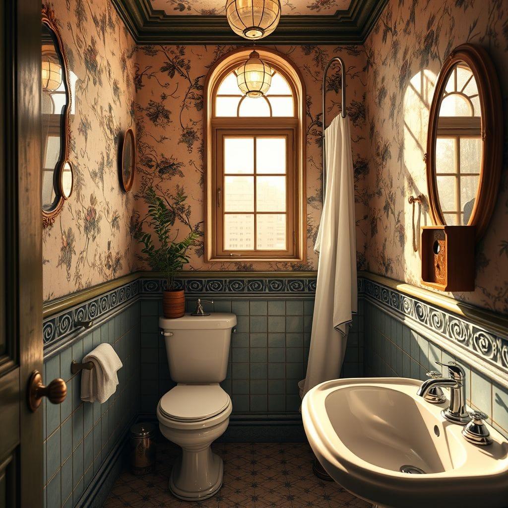 Vintage hotel bathroom - AI Generated