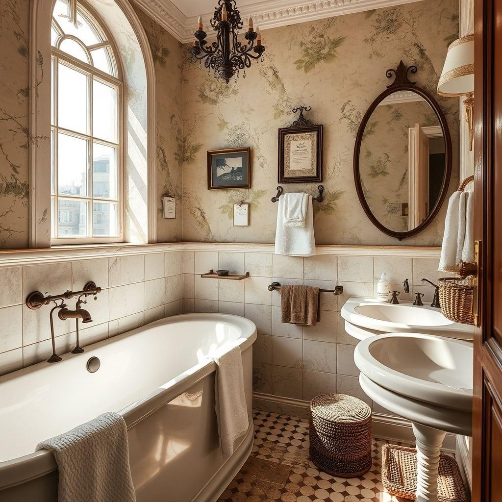 Vintage hotel bathroom - AI Generated