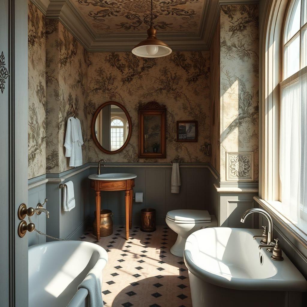 Vintage hotel bathroom - AI Generated