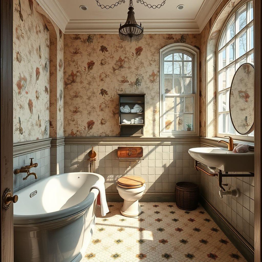 Vintage hotel bathroom - AI Generated
