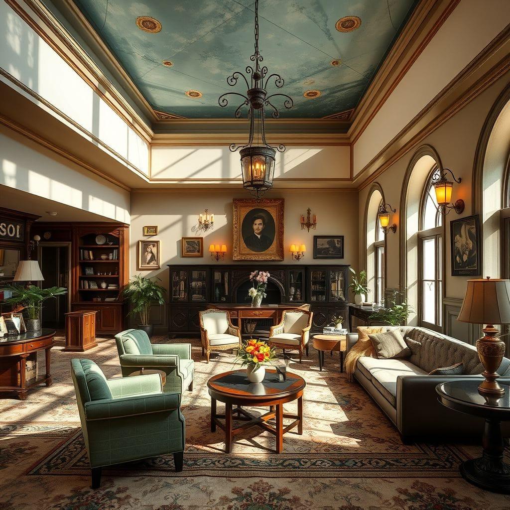 Vintage hotel lobby - AI Generated