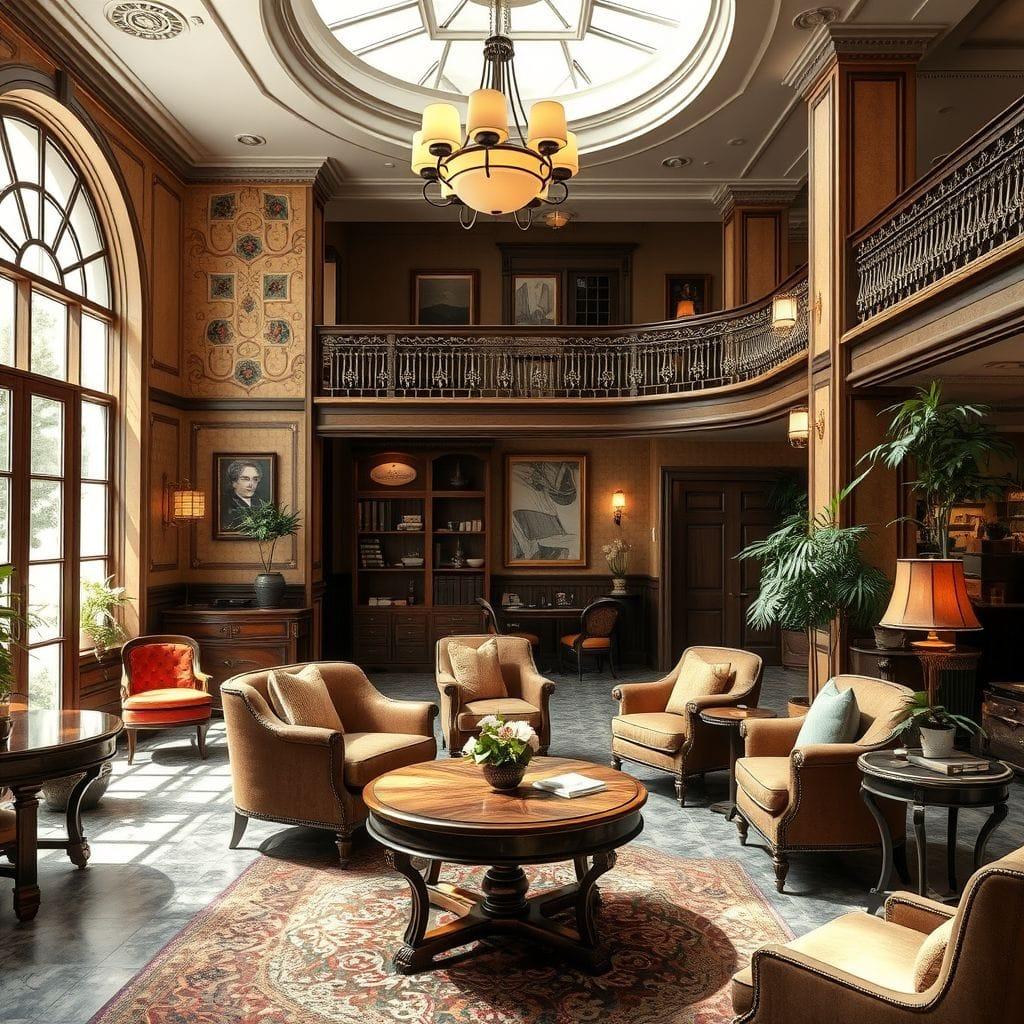 Vintage hotel lobby - AI Generated