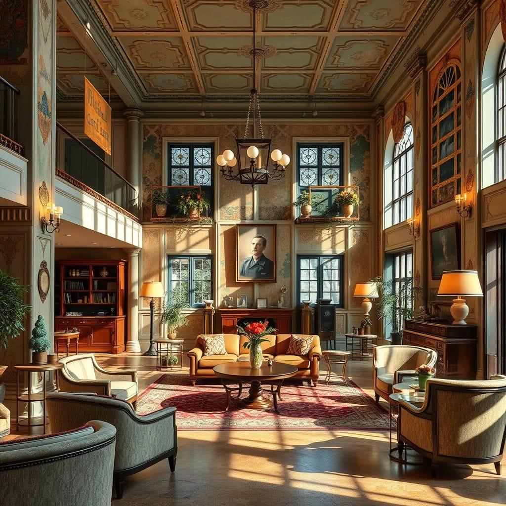 Vintage hotel lobby - AI Generated