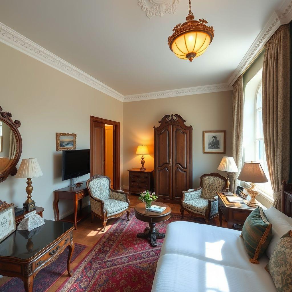 Vintage hotel room - AI Generated
