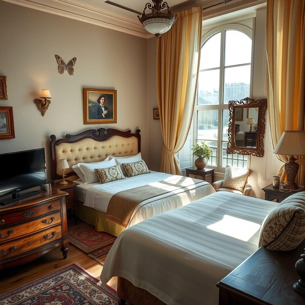 Vintage hotel room - AI Generated