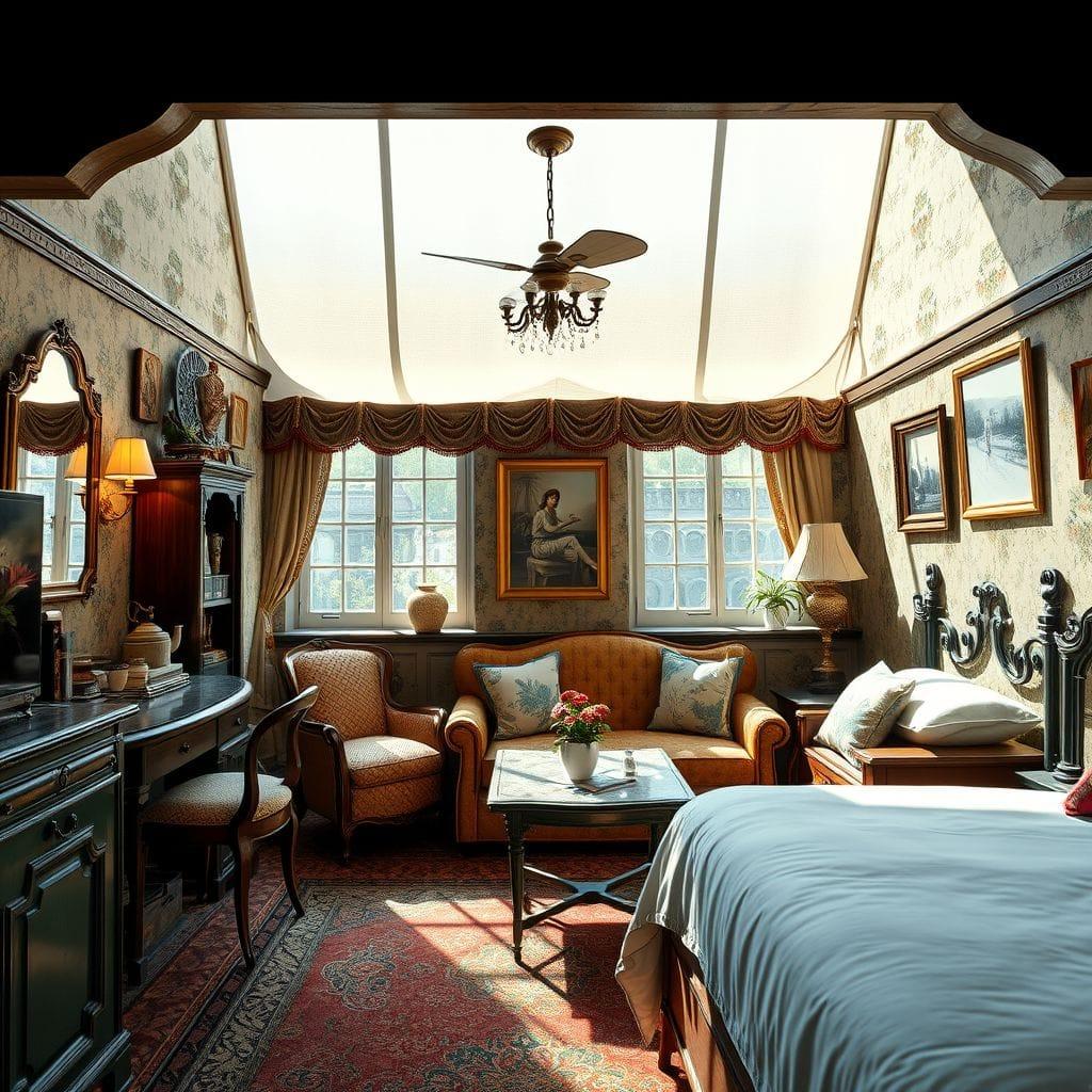 Vintage hotel room - AI Generated