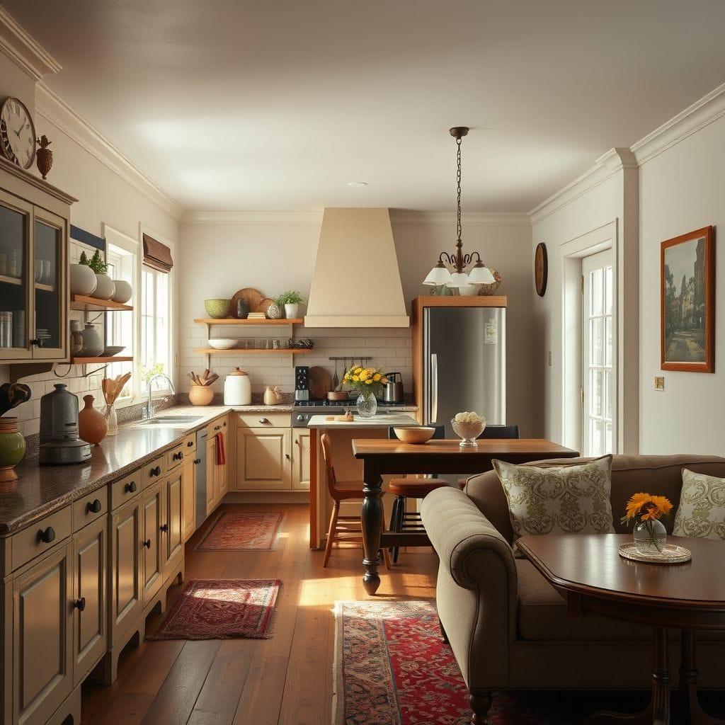 Vintage kitchen living combo - AI Generated