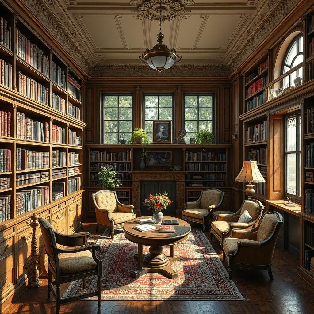 Vintage library - AI Generated