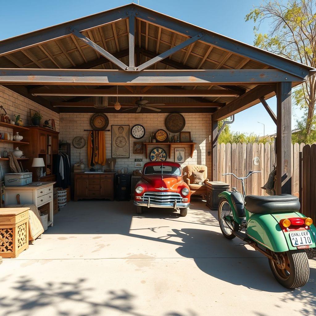 Vintage outdoor garage - AI Generated