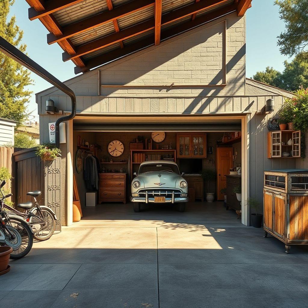 Vintage outdoor garage - AI Generated