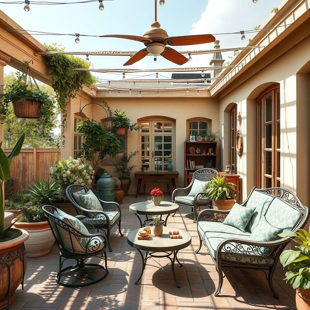Vintage outdoor patio - AI Generated