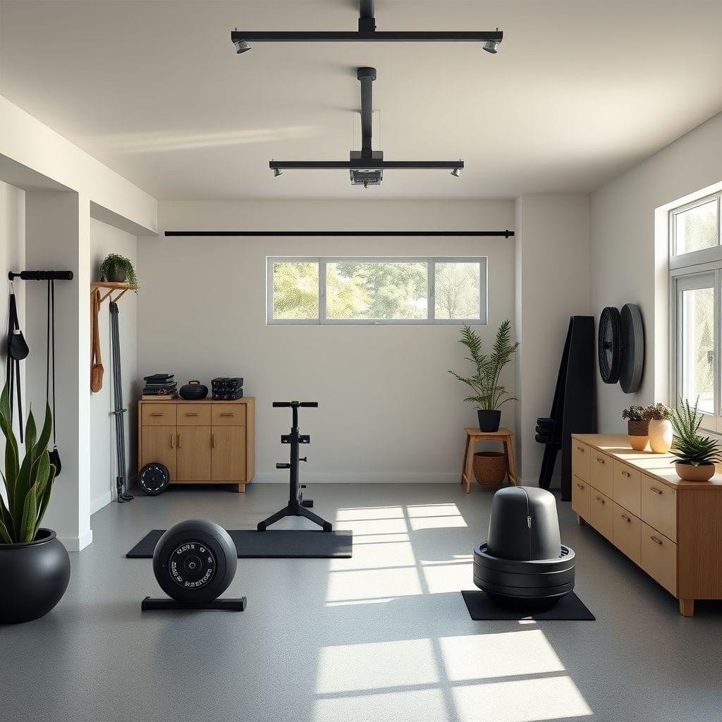 Zen garage gym - AI Generated