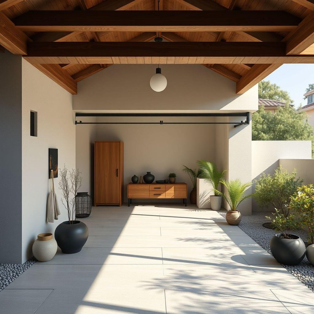 Zen outdoor garage - AI Generated