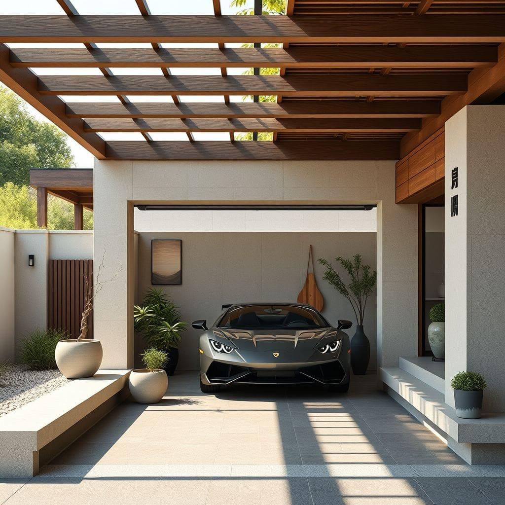 Zen outdoor garage - AI Generated