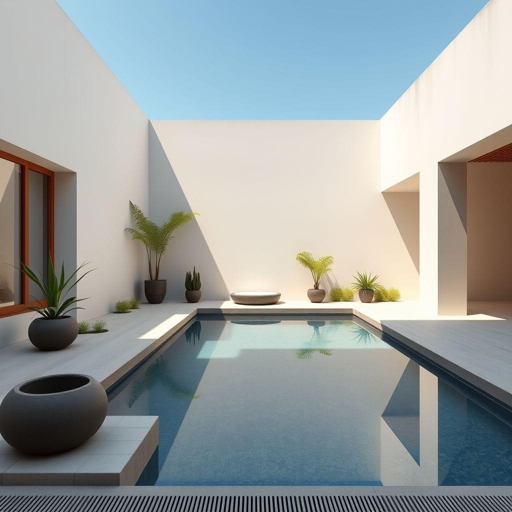 Zen outdoor pool area - AI Generated