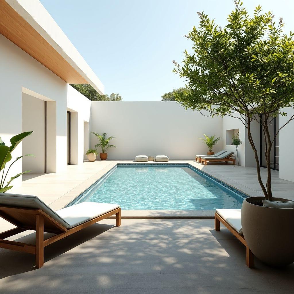 Zen outdoor pool area - AI Generated
