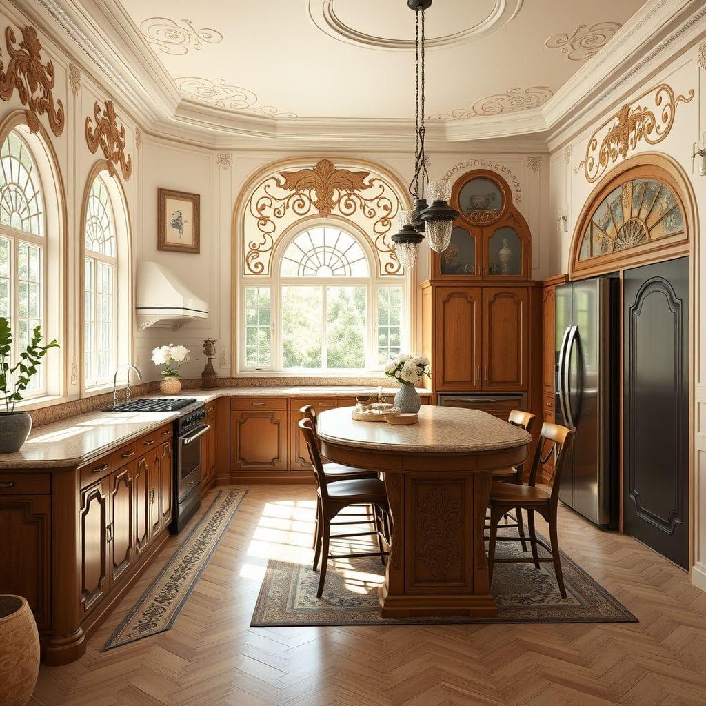 Art Nouveau kitchen living combo - AI Generated