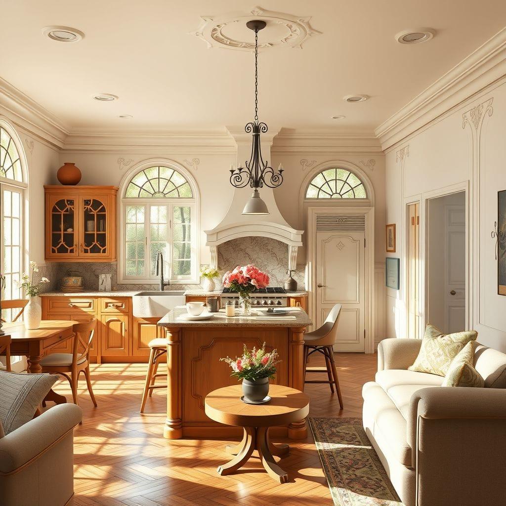 Art Nouveau kitchen living combo - AI Generated