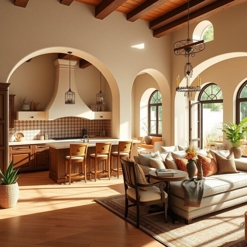 Mediterranean kitchen living combo - AI Generated