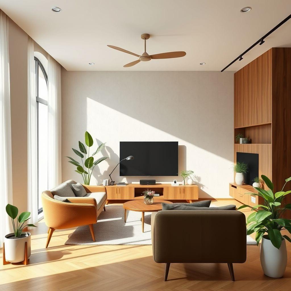 Midcentury Modern entertainment room - AI Generated