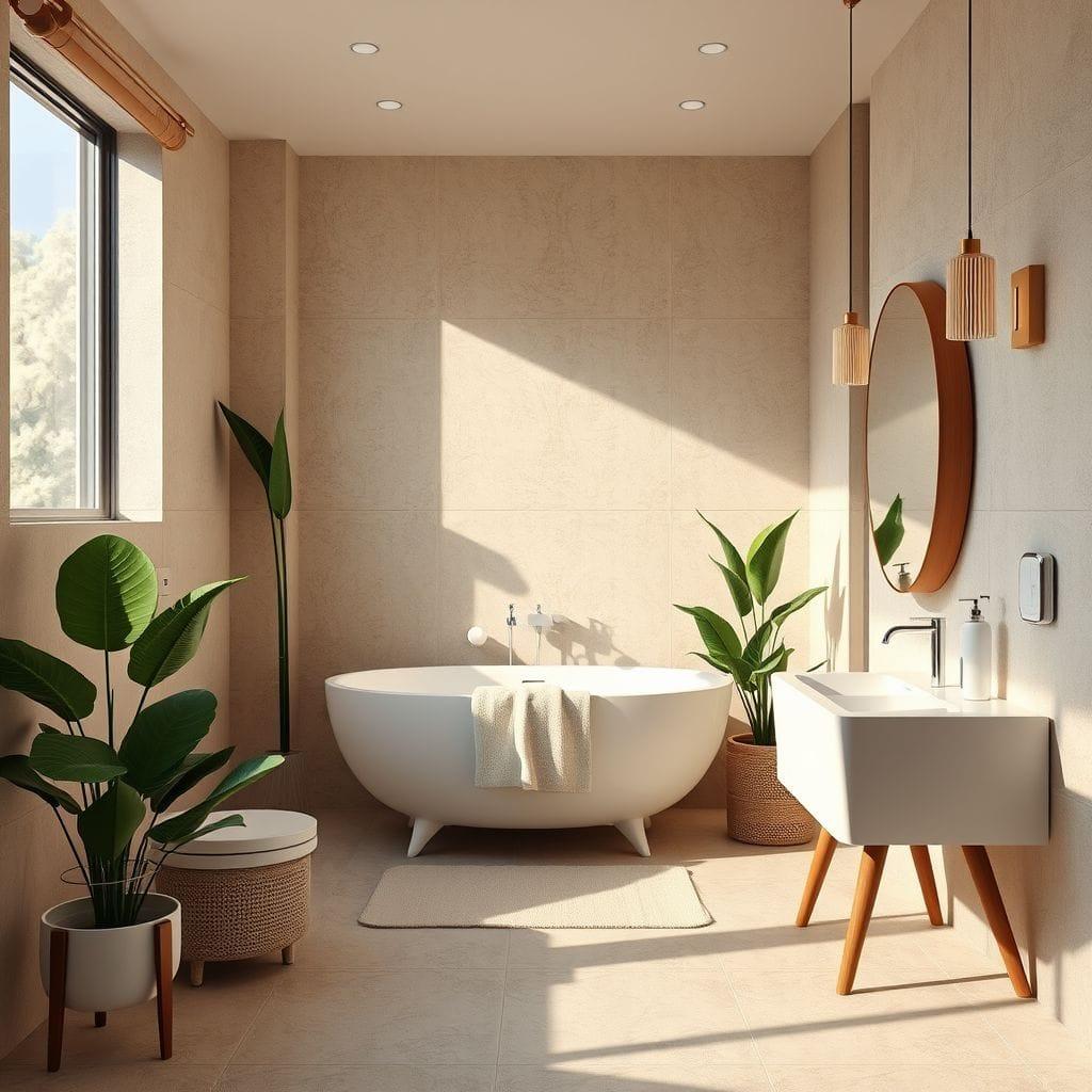 Midcentury Modern hotel bathroom - AI Generated