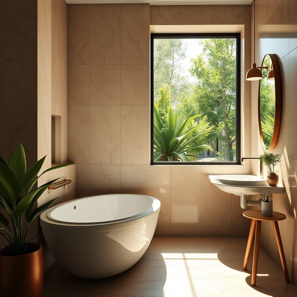 Midcentury Modern hotel bathroom - AI Generated