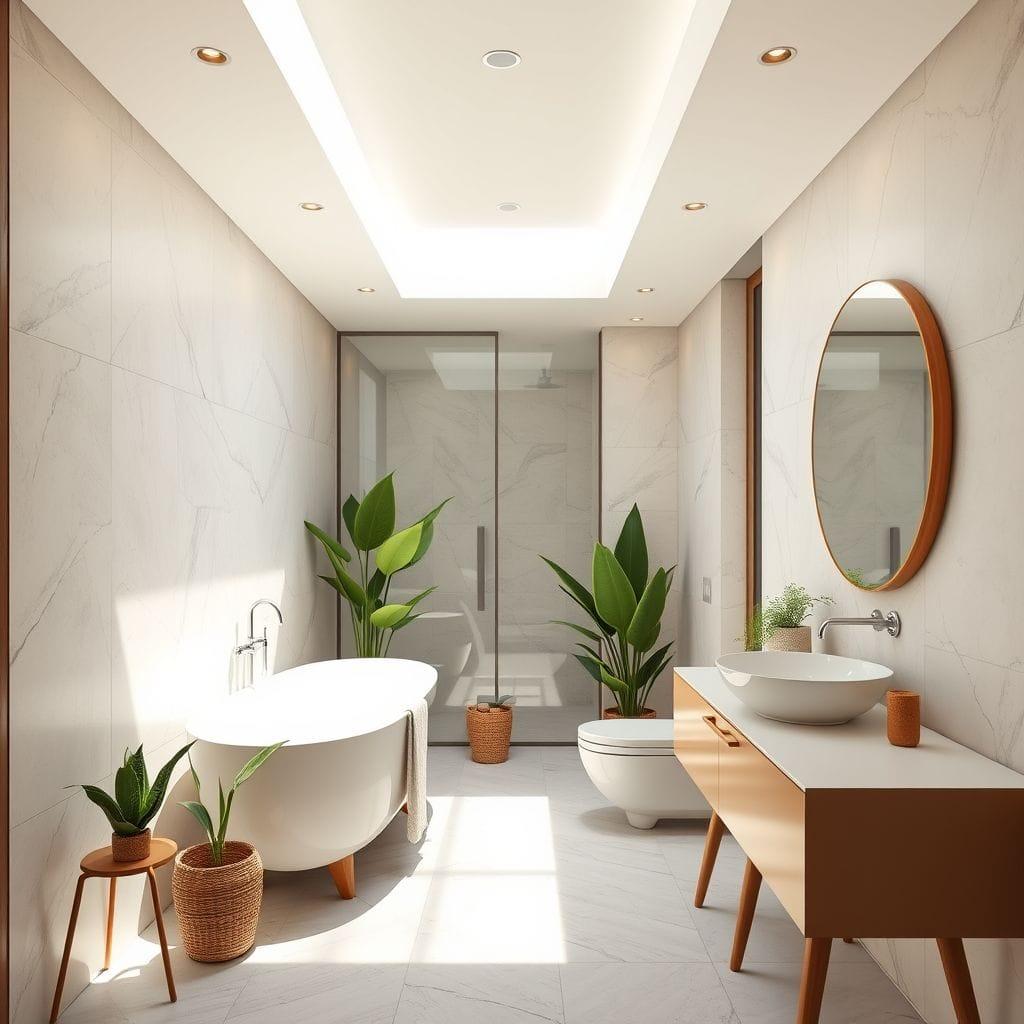 Midcentury Modern hotel bathroom - AI Generated