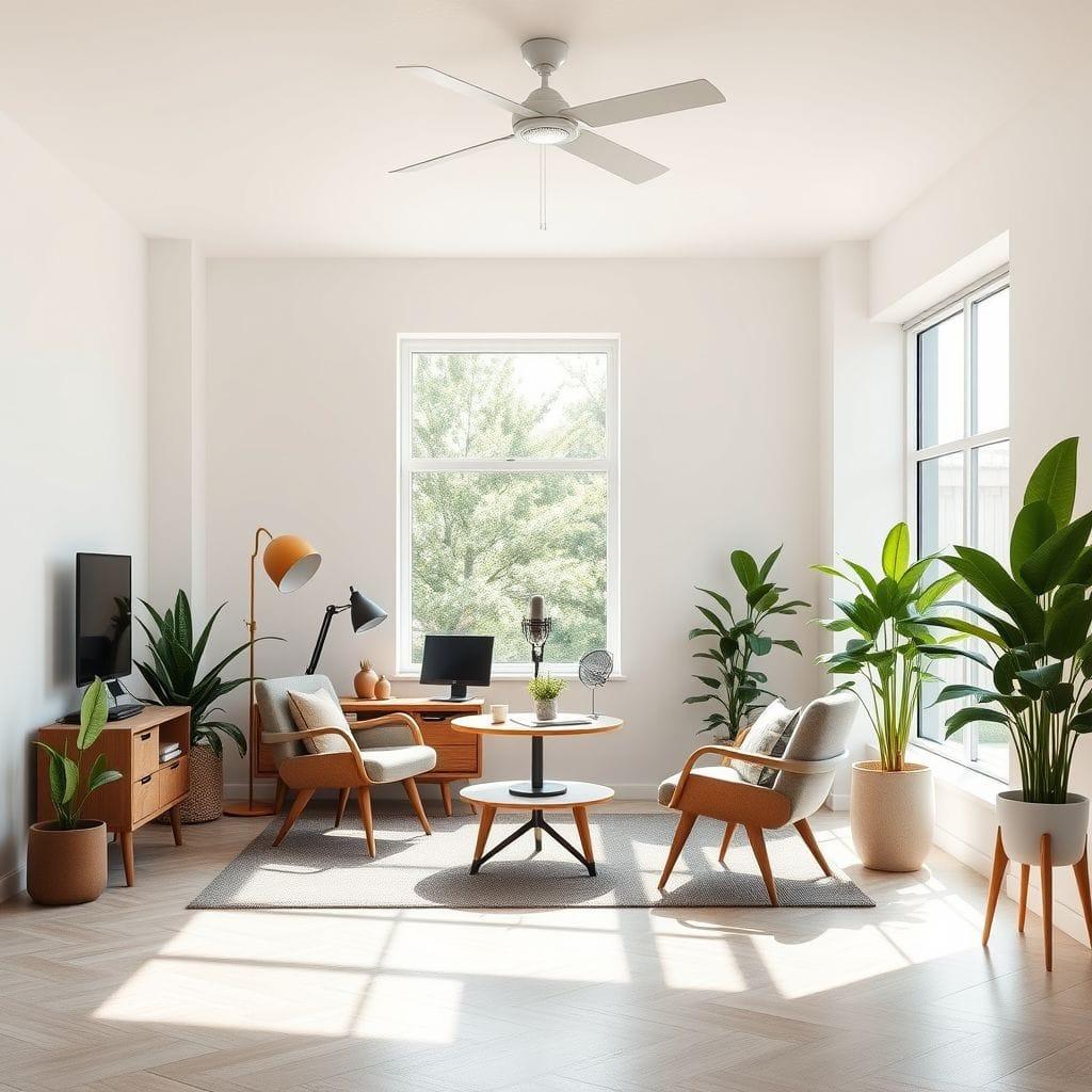 Midcentury Modern podcast studio - AI Generated