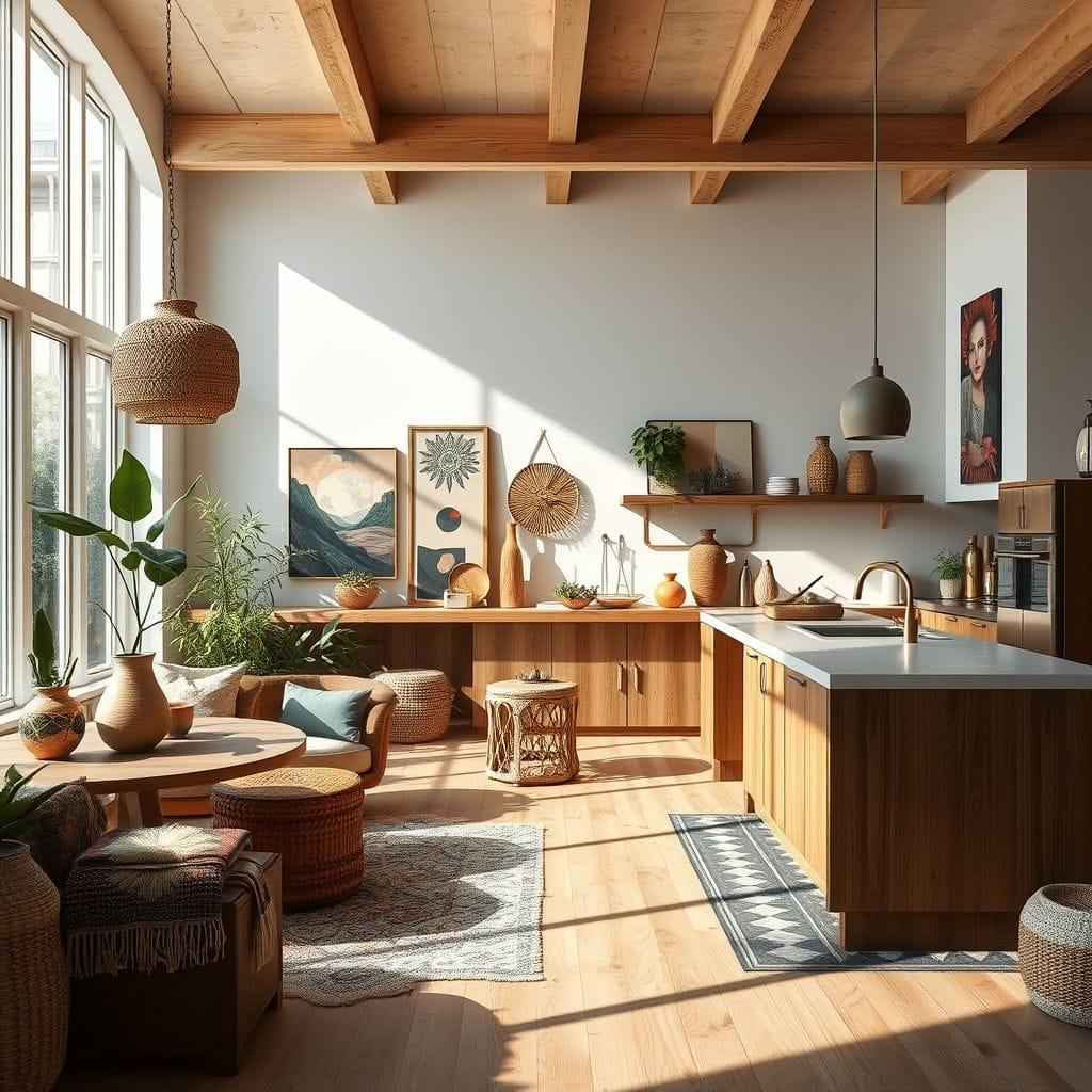 Modern Boho kitchen living combo - AI Generated