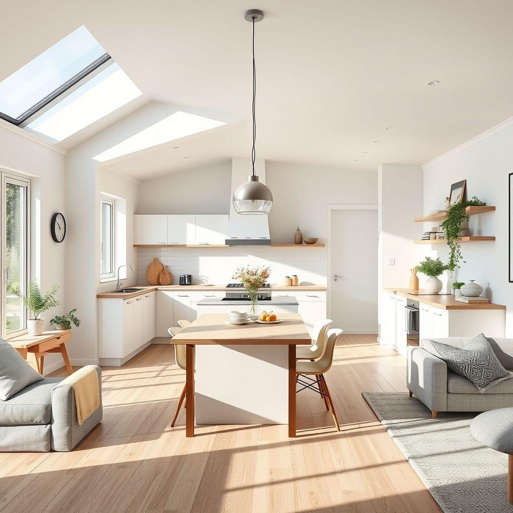 Scandinavian kitchen living combo - AI Generated